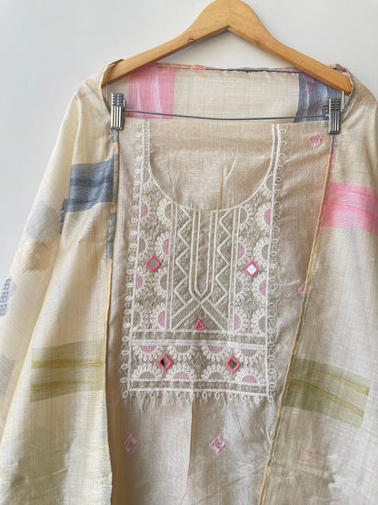 Mul Chanderi Unstitched Ladies Suit RC-18742