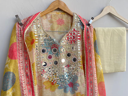 Pure Linen Printed Unstitched Ladies Suit RC-18460