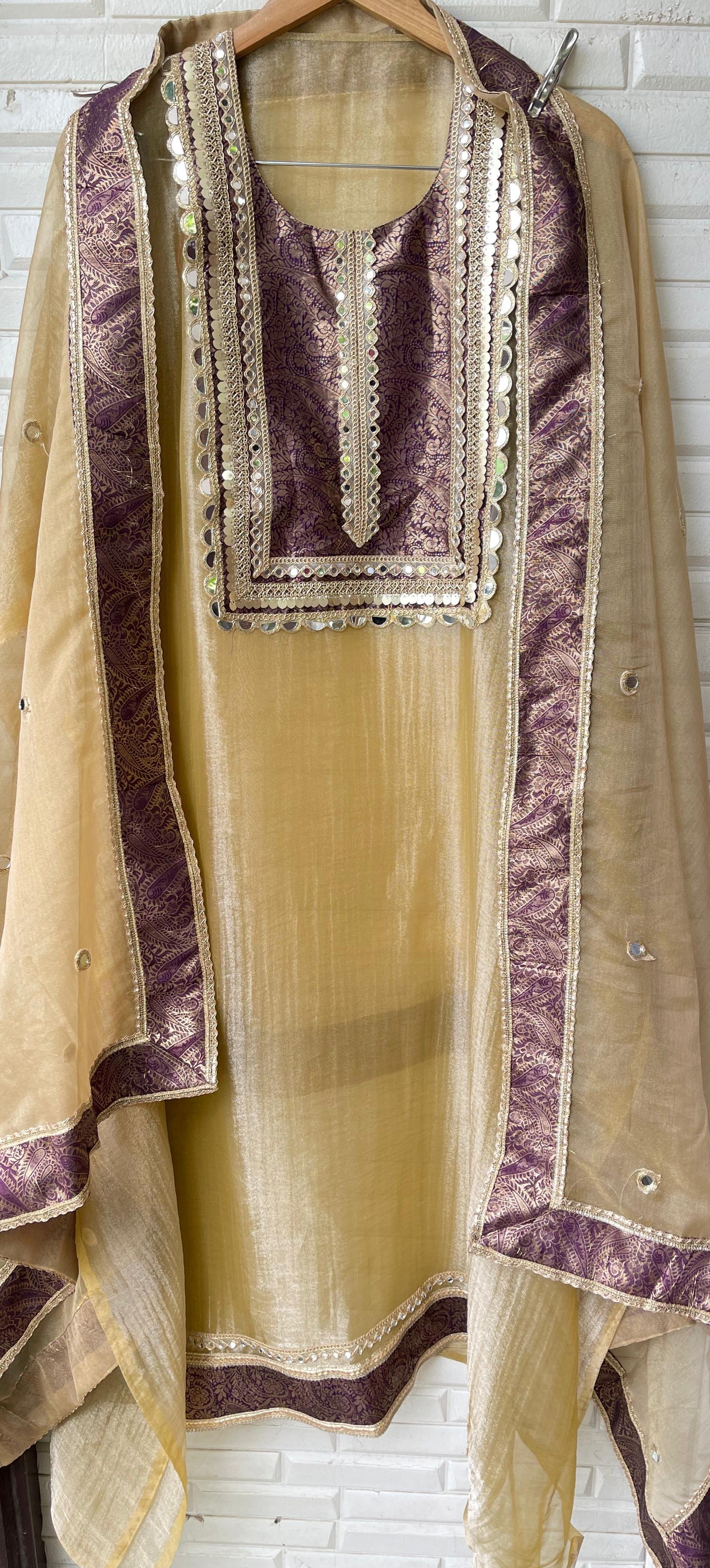 Crushed shimmer tissue unstitched ladies suit Rc17763 (b)