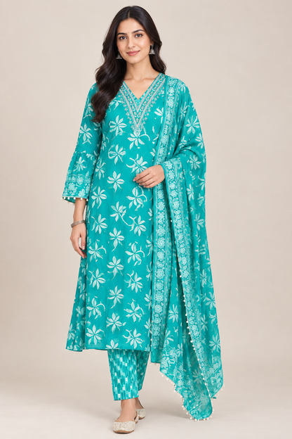 Printed Cotton Unstitched 3 Pcs Suit Set