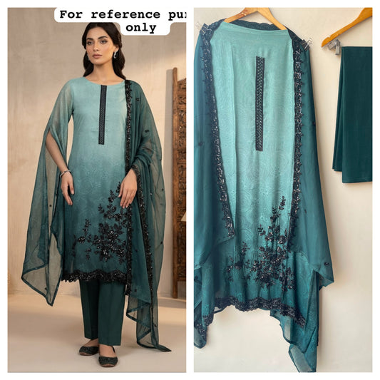 Fine Self Organza Print Shaded Unstitched Ladies Suit with Kutdana Work RC-19178(A) - Royal Chic by Priti