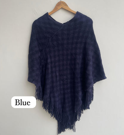 Woolen self ponchos with embroidery Rc17873