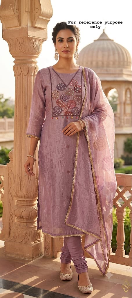 Crushed tissue unstitched ladies suit Rc19286