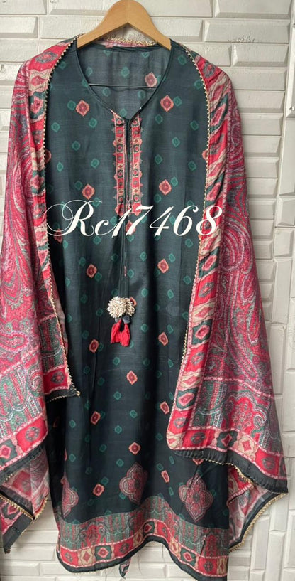 Muslin unstitched ladies suit Rc17468