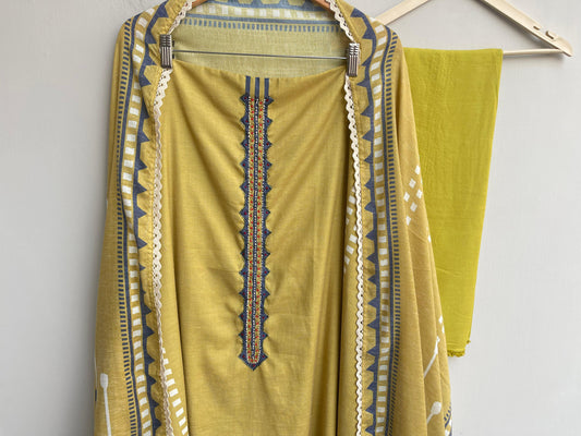 Linen cotton unstitched ladies suit Rc18457