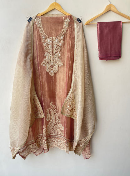 Crushed shimmer tissue ladies unstitched suit Rc19317