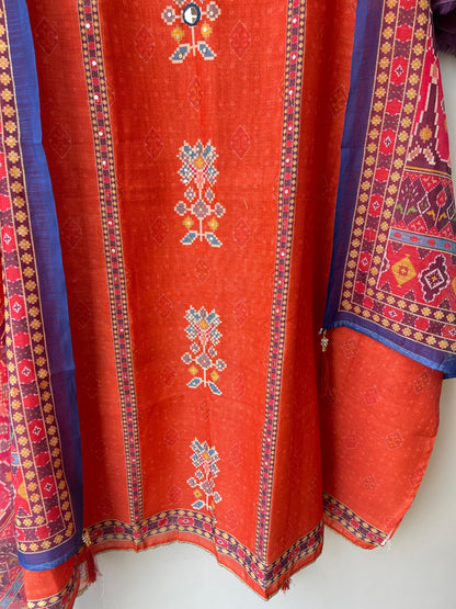Cotten linen printed ladies unstitched suit Rc18833
