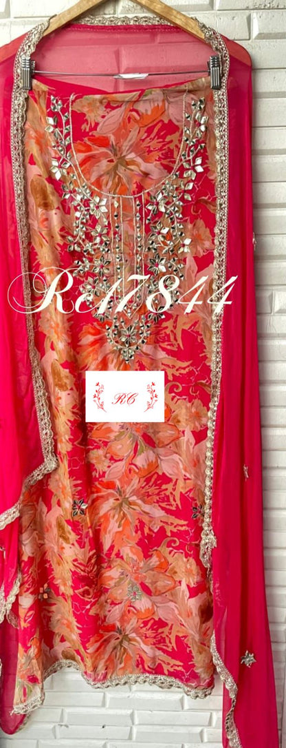 Organza unstitched ladies suit Rc17844