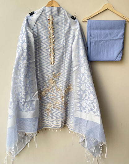 Linen weaving unstitched ladies suit Rc18908