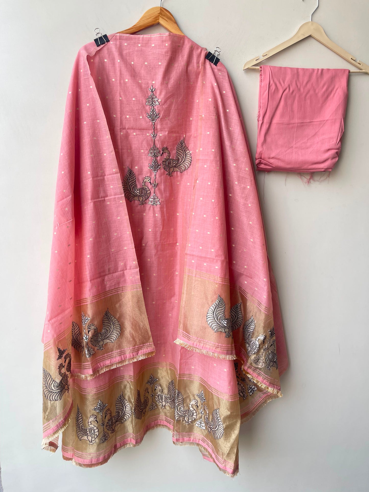 Self Banarasi mul chanderi unstitched ladies suit Rc19067 (b)
