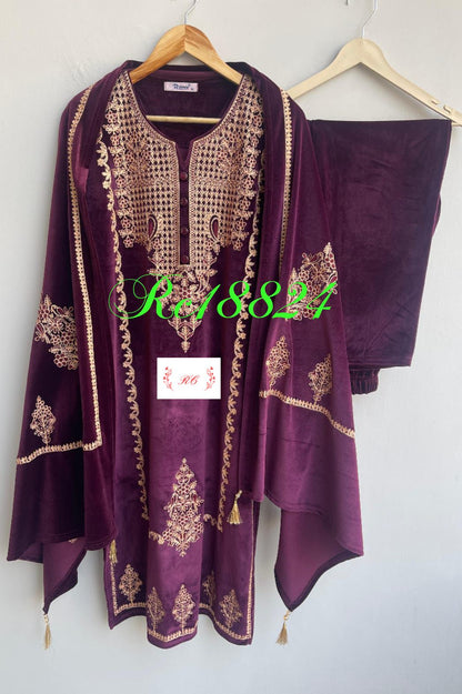 Readymade velvet ladies winter suit Rc18824