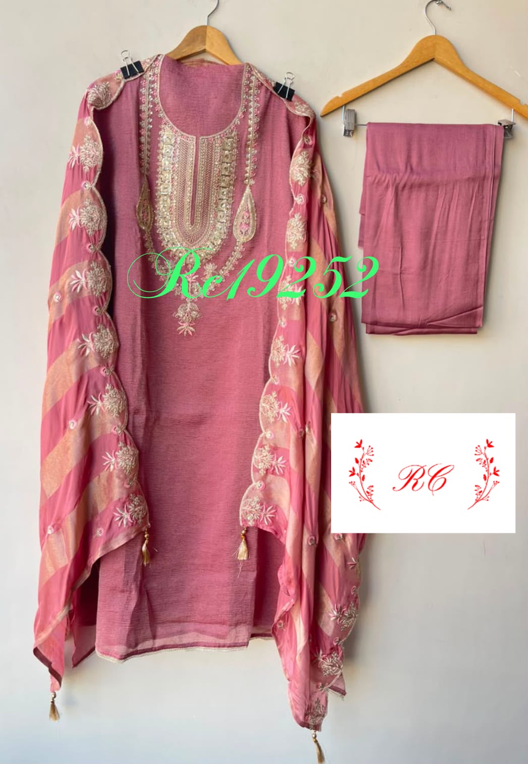 Crushed Shimmer Tissue Ladies Unstitched Suit with Zari Embroidery RC-19252(B) - Royal Chic by Priti (photo 8)