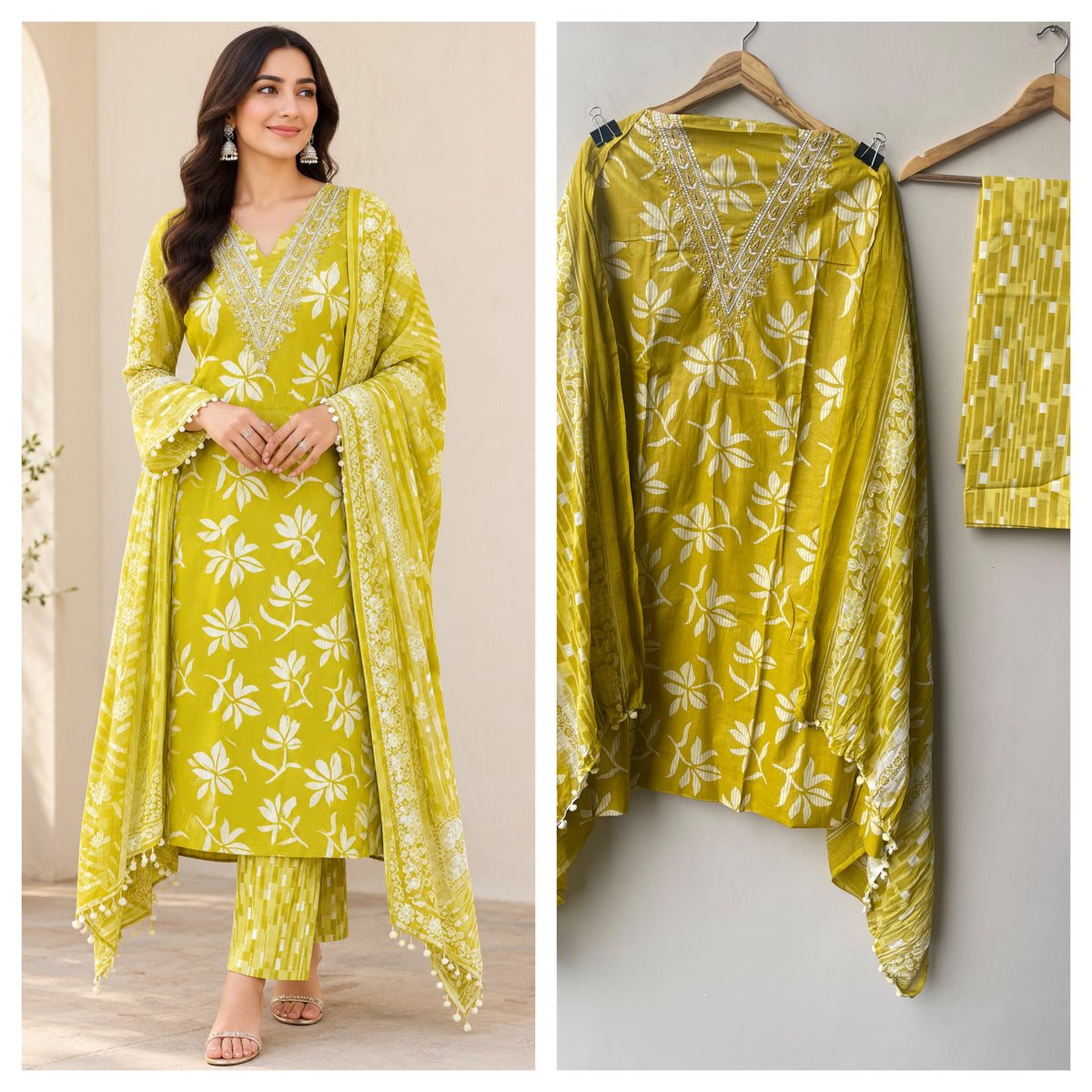 Printed Cotton Unstitched 3 pcs Suit Set