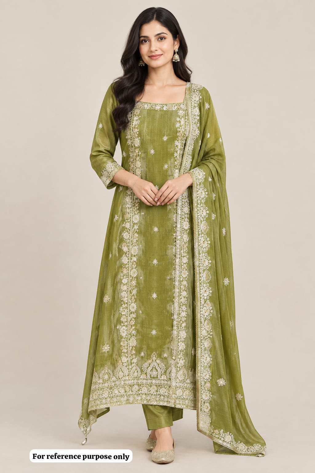 Elegant Shimmer Tissue Embroidered Designer 3 Pcs Unstitched Suit Set
