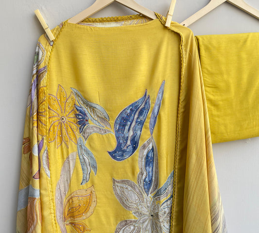 Muslin silk unstitched ladies suit Rc17933