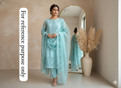 Satin crepe unstitched ladies suit Rc18389 (b)