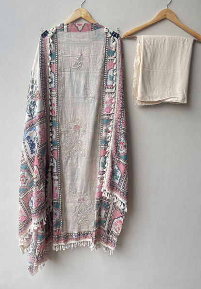 Mul chanderi printed ladies unstitched suit Rc19150 (b)