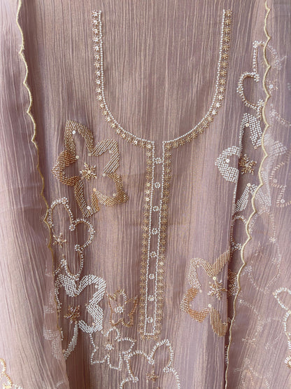 Pure shimmer crushed tissue unstitched ladies suit Rc18797