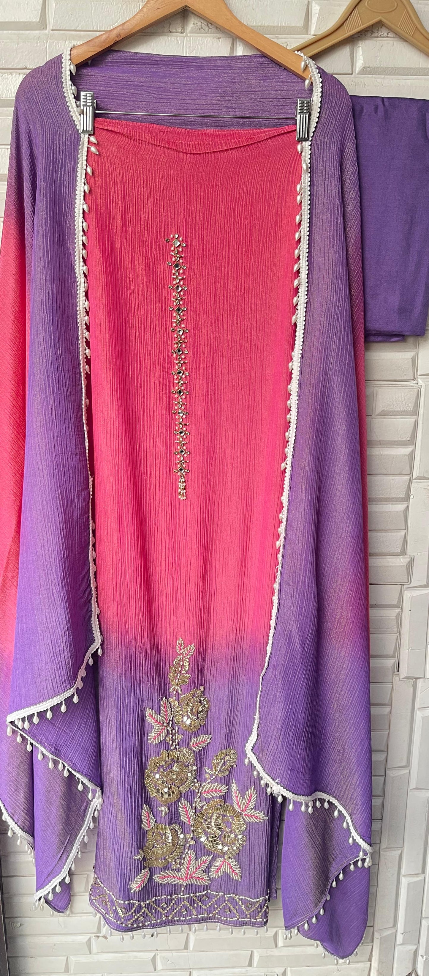 Crushed shimmer tissue unstitched ladies suit Rc17774 (b)