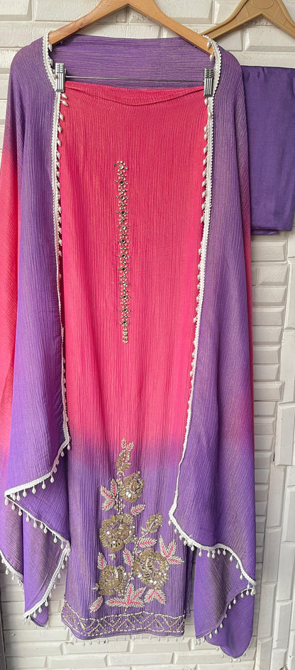 Crushed shimmer tissue unstitched ladies suit Rc17774 (b)