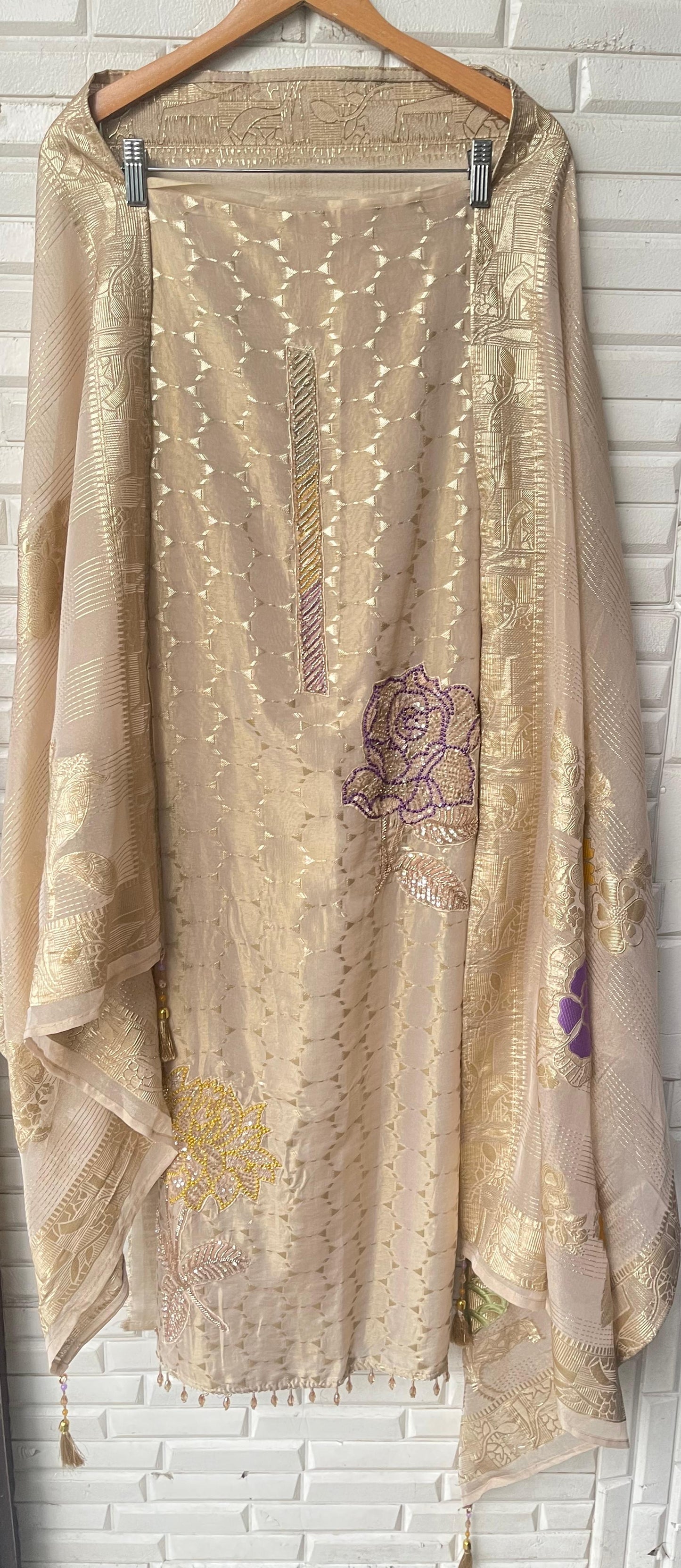 Banarasi shimmer silk unstitched ladies suit Rc17761 (a)