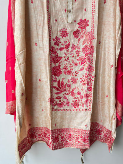 Banarasi self linen silk ladies unstitched suit Rc19325