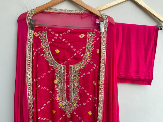 Chinnon bandani printed ladies unstitched suit Rc17867