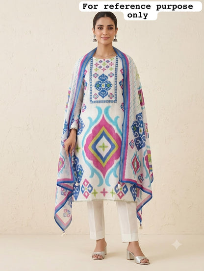 Mul chanderi printed ladies unstitched suit Rc19200