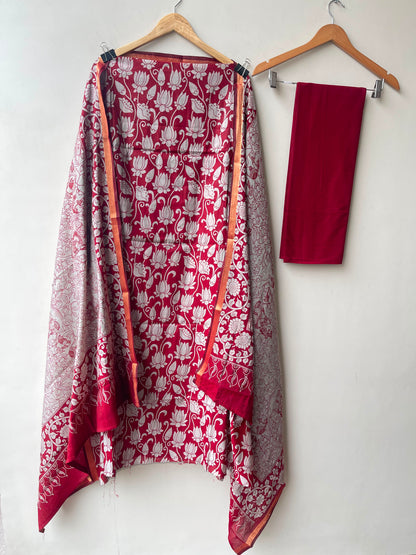 Soft mul chanderi printed ladies unstitched suit Rc19030