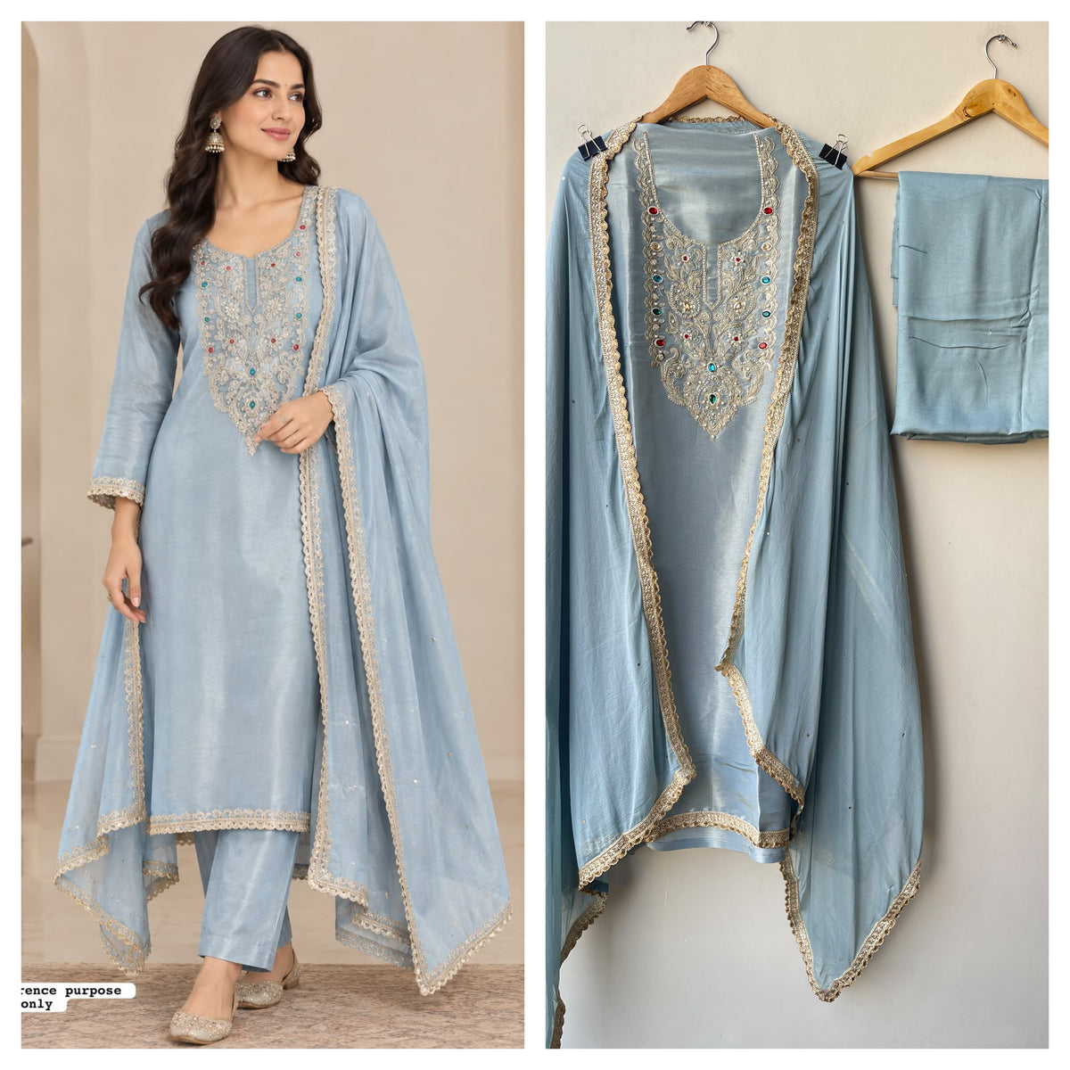 Shimmer Silk Kutdanna Embroidered unstitched ladies suit set