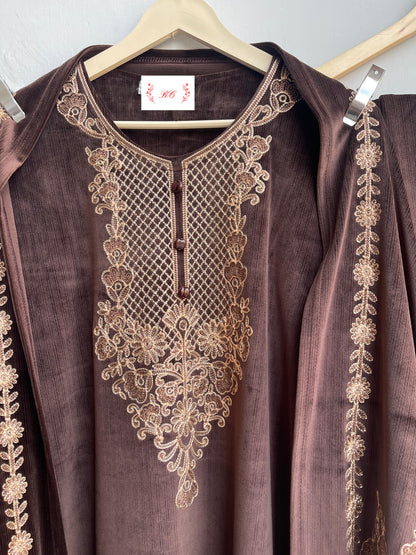 Micra velvet embroidered readymade ladies winter coord set Rc18800