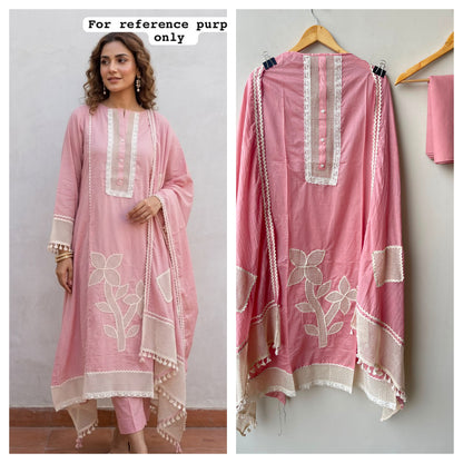 Mul chanderi applique work unstitched ladies suit Rc19172 (a)