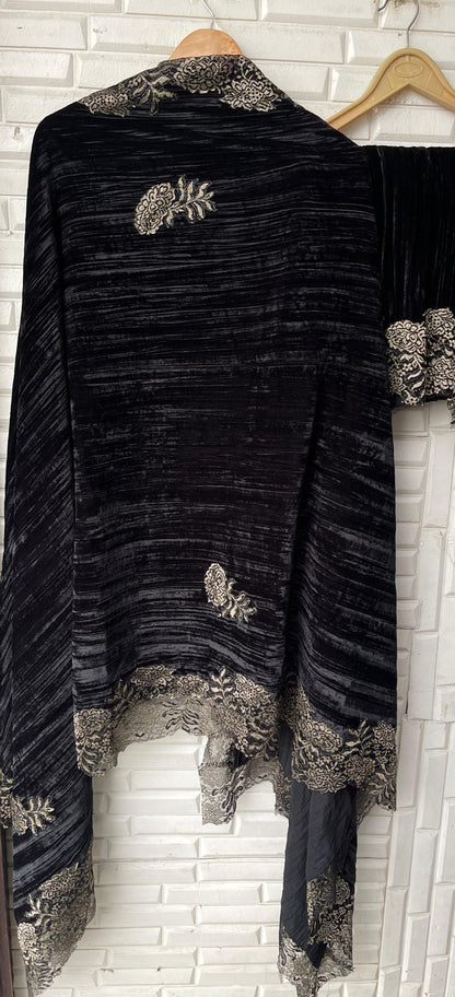 Micra crushed velvet unstitched ladies suit Rc18226