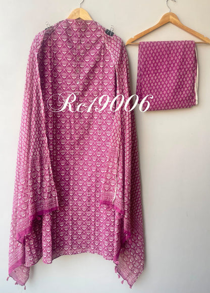 Pure cotton printed ladies unstitched suit Rc19006