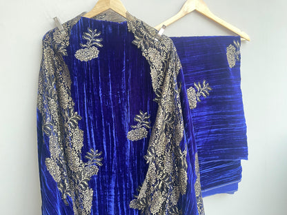 Micra crushed velvet unstitched ladies suit Rc18274