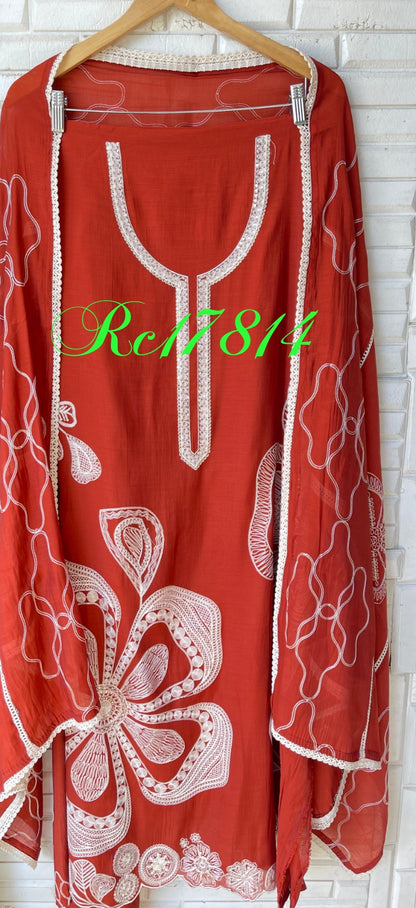 Mul chanderi unstitched ladies suit Rc17814
