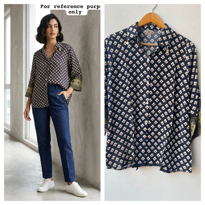 Satin crepe readymade ladies coord shirt Rc19165 (a)