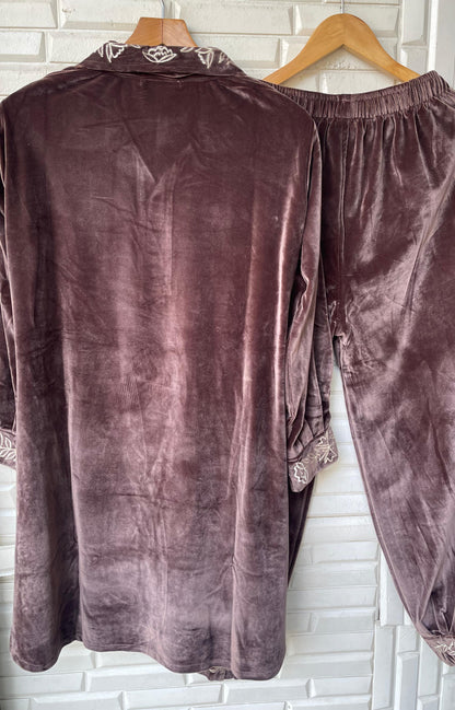 Velvet fully stitched winter ladies coord set Rc17998