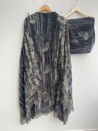 Micra crushed velvet unstitched ladies suit Rc18295