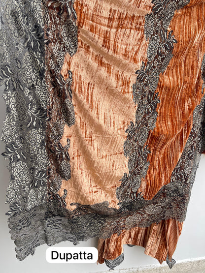 Micra crushed velvet unstitched ladies suit Rc18256