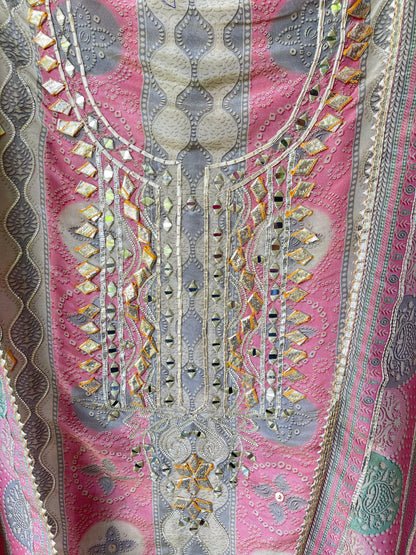 Shimmer tassar silk unstitched ladies suit Rc17679 (b)