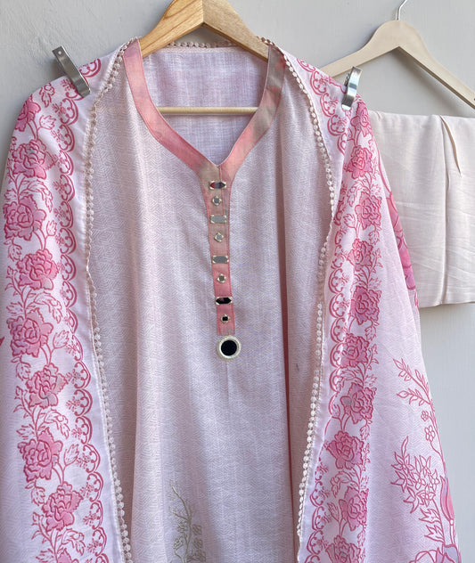 Self linen printed unstitched ladies suit Rc18428 (a)