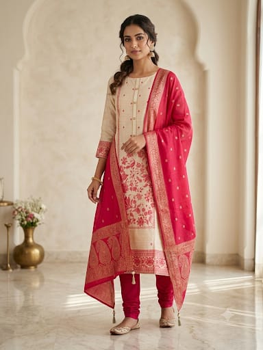Banarasi self linen silk ladies unstitched suit Rc19325