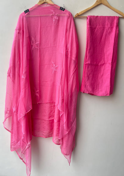 Premium Glass Organza Unstitched 3 Pcs Designer Suit Set