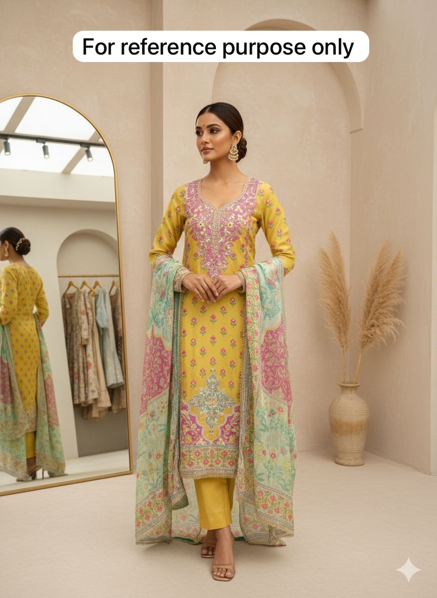 Satin Crepe Unstitched Ladies Suit RC-18257 – view 2