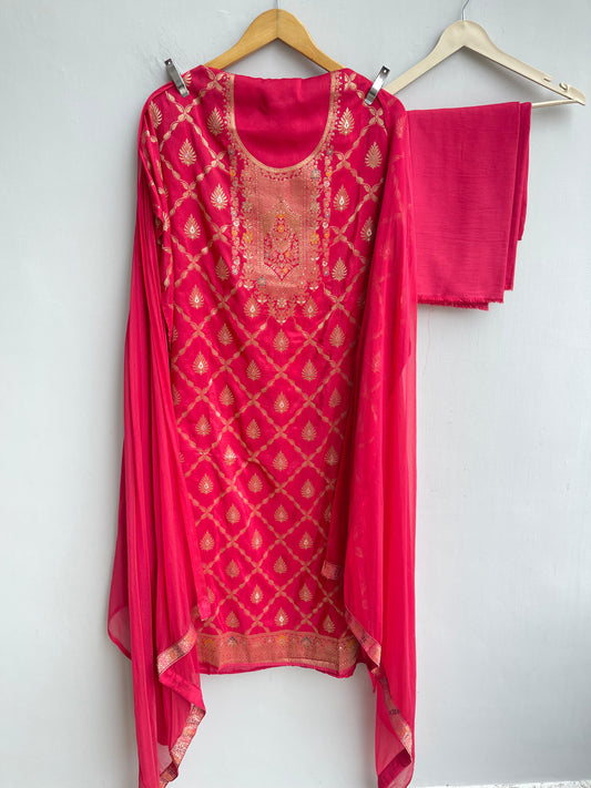 Banarasi cotton silk unstitched ladies suit Rc18232 (b)