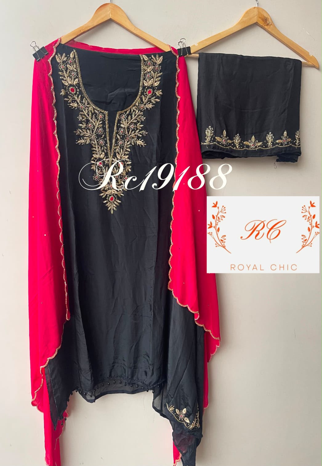 Pure glass organza ladies unstitched suit Rc19188