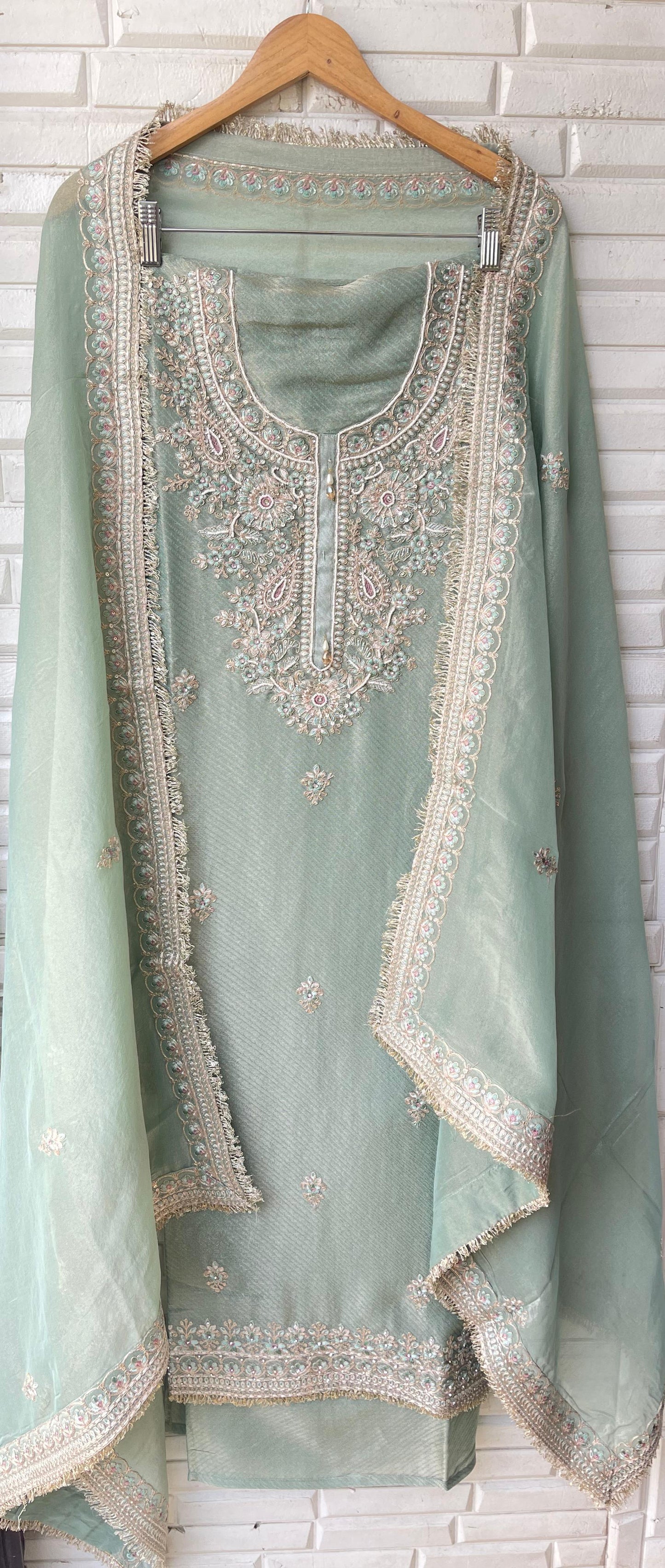 Pure banarasi shimmer silk unstitched ladies suit Rc17853 (a)