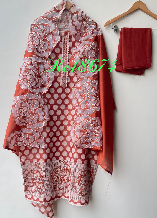 Soft linen printed unstitched ladies suit Rc18674 (c)