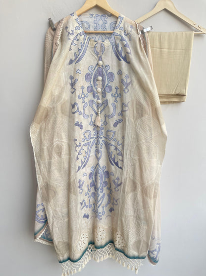 Self mul chanderi unstitched ladies suit Rc18490